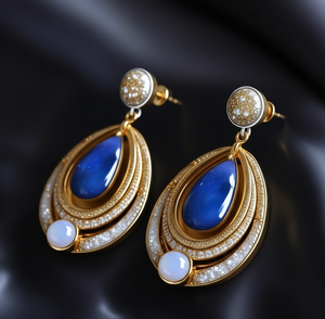Pendientes de Lágrima de Lapislázuli con Circonitas, Chapados en Oro de 18K, Plata de Ley 925, Joyería Colgante con Piedras Preciosas, Regalo para Mamá o Novia - Product Image 5