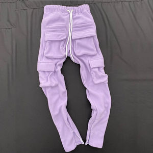 Custom logo <b>man</b> stacked sweatpants slim fitting streetwear <b>men's</b> <b>cargo</b> pockets oversized <b>jogger</b> stack trousers cheap track pants - Product Image 2