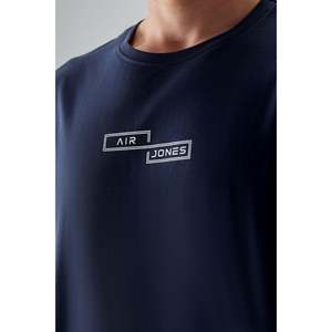 เสื้อยืดแขนสั้นพิมพ์ลายทรงโอเวอร์ไซส์เนื้อผ้าฝ้าย 100% สีน้ำเงินกรมท่าสำหรับผู้ชาย ยี่ห้อ Air Jones เหมาะสำหรับใส่ลำลอง - Product Image 2