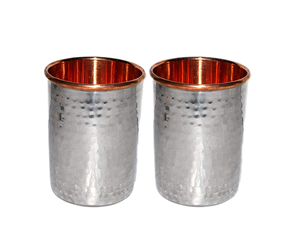 Lot de 2 gobelets martelés en métal cuivre et acier Mint Julep Cup Accessory - Product Image 1