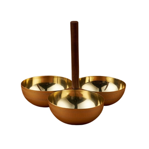 Bol de service fait main à trois dates avec plateau de service poli brillant métallique sûr pour la décoration de table à manger - Product Image 6