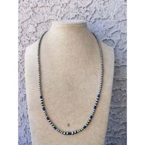 Collar de Plata de Ley con Cuentas Graduadas y Perlas de Agua Dulce Estilo Navajo, Cadena de Eslabones con Número y Ancla, Ideal para Regalo - Product Image 1