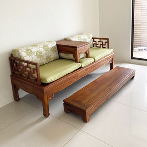 Ensemble de canapé en teck chinois exquis d'Indonésie canapé-lit Arhat Table à thé pour salon - Product Image 6