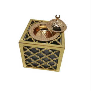 หัวเผาน้ำมันหอมระเหยสีทองสไตล์อาหรับ, ที่ใส่ธูปโลหะสำหรับตกแต่งบ้าน - Product Image 1