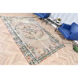 5.4x8.5 ft Rug, Vintage Turkish Large Rug, <b>Brown</b> <b>Wool</b> Rug - Product Image 3