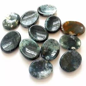 Hecho a mano Natural musgo ágata pulgar preocupación piedra pulido curación cristal bolsillo piedra preciosa piedra semipreciosa artesanía para mascota - Product Image 3