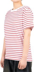 Camiseta básica de manga corta con cuello a rayas para mujer, 100% de algodón, ecológica, antibolitas, ropa informal de verano bordada - Product Image 6