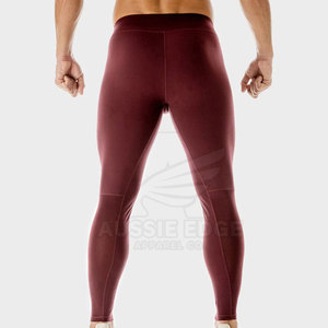 Pantalons de compression pour hommes personnalisables de haute qualité, séchage rapide, respirants, tissu polyester, taille élastique, leggings pleine longueur - Product Image 3