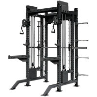 Système de musculation à domicile French Fitness : Cage de musculation fonctionnelle Smith, machine à câble pour barre de 83 pouces de hauteur, pour la force de tout le corps, en acier