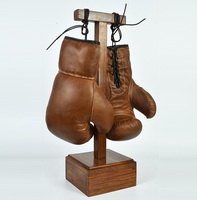 Support en bois rétro vintage Geoffrey BG, gants de boxe en cuir de vache 100% avec fermeture à lacets, décoration pour mannequin de fitness MMA en bois de rose