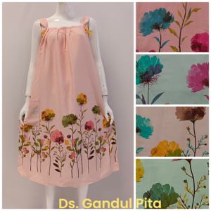 Chemise de nuit sans manches pour femmes avec beau motif floral taille élastique Style décontracté ruban en gros sur les deux épaules - Product Image 3