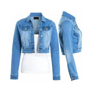 แจ็กเก็ตยีนส์ฟอกกลับได้ทรงสลิมฟิตของผู้หญิงแจ็กเก็ตยีนส์ขนาดใหญ่พิเศษพิมพ์ลายแฟชั่นฤดูหนาว - Product Image 5