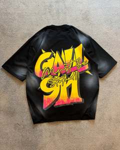 T-shirt unisexe imprimé lavé à l'acide avec logo personnalisé 100% coton coupe ample conception à épaules tombantes 280 Gsm à la mode pour hommes femmes - Product Image 3