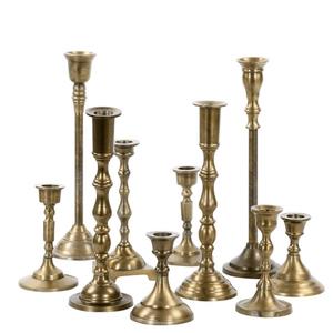 Juego de 2 portavelas de latón con diseño clásico elegante y acabado dorado ideal para decoración del hogar y bodas - Product Image 5