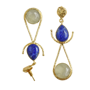 Pendientes Elegantes con Piedras Preciosas, con Gotas de Piedras Preciosas Finas, Recubrimiento Dorado Brillante y Joyería de Primera Calidad - Product Image 2