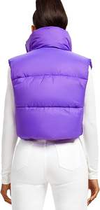 Gilet bouffant zippé léger pour femme avec doublure en polaire épaisse col montant respirant style bouton pour vêtements d'extérieur - Product Image 2