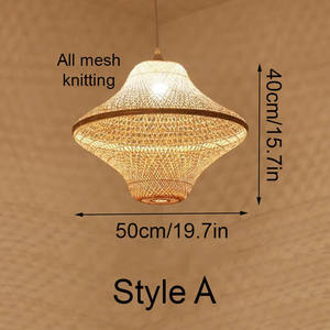 Round <b>Bamboo</b> Pendant <b>Light</b> Fixture Wicker Rattan Lamp Shade for Home Natural Style - Product Image 5