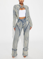 Veste en jean tissé pour femme, nouvelle conception, haute qualité, respirante, écologique, longueur standard, vente en gros