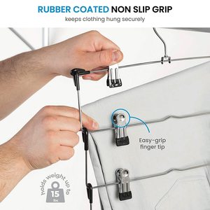 Appendiabiti a 5 livelli in acciaio inossidabile con clip, pieghevole, salvaspazio, per pantaloni, confezione da 3 - Product Image 5