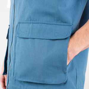 เสื้อกั๊กกีฬามัลติฟังก์ชั่นของผู้ชายเสื้อกั๊กขนสัตว์กลางแจ้งแบบมีซิปตกแต่งด้วยกระดุมกระเป๋ากันน้ำระบายอากาศได้ - Product Image 6