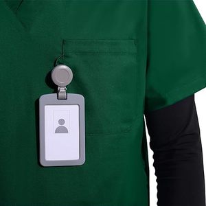 Ensemble de tenue médicale pour hommes, léger et respirant, deux pièces, haut à col en V et pantalon, 100% coton, détection d'aiguilles - Product Image 4