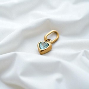 Oro Vermeil Tiny Blue Topaz Cuarzo Gemstone Heart Charm Pendant - Collet Gemstone Chunky Pendant para mujer-Valentin - Product Image 1
