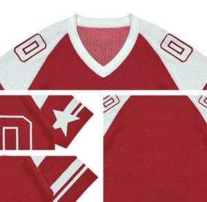 Suéteres personalizados de OEM y ODM para hombre, suéter de punto de manga corta, Jersey al por mayor de Jacquard con cuello en V, camiseta de fútbol americano de punto - Product Image 4