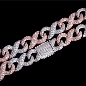 Collares de Cadena Cubana de Plata de Ley Unisex en Oferta, con Moissanita, Certificados, Chapados en Oro de 14K, Estilo Hip Hop, Brillo Sutil - Product Image 2