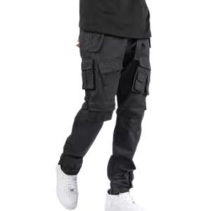 Pantalones Cargo Casuales Rectos con Logotipo Personalizado, Novedades 2025, Pantalones de Alta Calidad para Hombre, 100% Algodón, Bolsillos Negros - Product Image 1