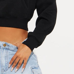 Sudadera con capucha de lana de algodón 100% de peso pesado para mujer/precio al por mayor logotipo personalizado diseño elegante recortado última Sudadera con capucha 2025 - Product Image 5