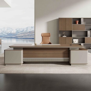 Bureau de direction moderne de luxe en forme de L, table d'ordinateur en bois intelligente avec système de charge sans fil - Product Image 3