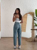 Jeans en denim délavé de haute qualité pour femmes, respirants, extensibles, écologiques, décontractés, à braguette boutonnée, coupe droite mi-haute, styles polyvalents