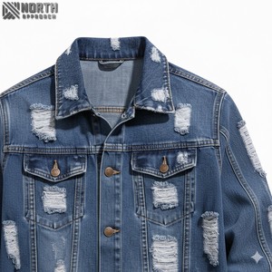 Chaqueta de mezclilla Vintage para hombre personalizada sólida informal de algodón de lona cuello vuelto botones cubiertos logotipo frontal transpirable nuevo estilo - Product Image 5