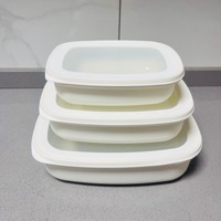 Ensemble de 3 boîtes de rangement pour aliments à bento portable pour micro-ondes et congélateur avec couvercle