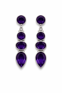 Pendientes Largos de Plata de Ley 925 de Alta Calidad, Chapados en Rodio, Estilo Bohemio, con Amatistas de Múltiples Formas, para Mujer, para Fiestas - Product Image 3