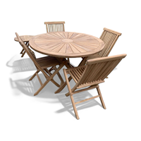 Ensemble de table et chaises pliantes de jardin en teck rond pour 4 personnes, moderne, pour salon, jardin, cour, hôtels et restaurants