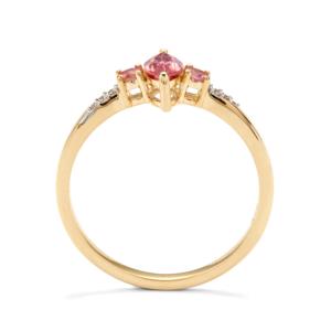 Anillo Delicado de Oro de 9K con Turmalina Rosa y Circonita Blanca de 0.63ct, Joyería Fina con Piedras Preciosas - Product Image 3