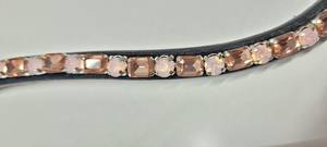 Banda para la frente con cristales redondos rectangulares, cristal de oro rosa en cuero plano, banda curva para la frente, producto Ecuestre para deportes al aire libre, novedad - Product Image 3