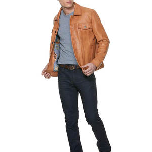 Nouveautés Tendances Veste en cuir décontractée de haute qualité et à boutons avec logo personnalisé d'usine OEM pour hommes à la mode - Product Image 3