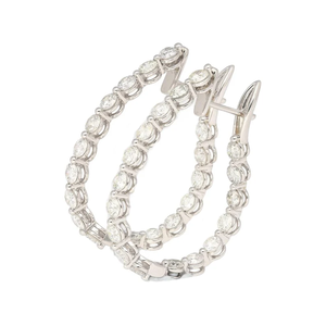 Pendientes de Aro de Plata de Ley 925 Maciza con Diamantes Certificados IGI, Diseño Vintage de Eternidad Completa, para Mujer, Aniversario - Product Image 2