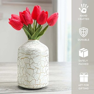 แจกันและกระถางต้นไม้ทำจากโลหะเคลือบเคลือบเคลือบเงามันวาวอุปกรณ์ตกแต่งบ้านและห้อง - Product Image 2