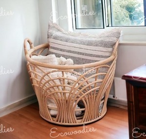 Panier en rotin naturel très habile Durable tissé à la main intérieur rotin canne organisateur stockage rustique décor à la maison osier bambou - Product Image 2