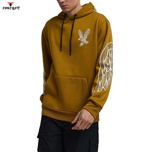 Vente en gros de sweats à capuche en molleton 100% coton pour hommes, brodés, style streetwear d'hiver, avec strass, logo personnalisé, unisexe, thermiques - Product Image 2