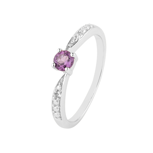 Anillo de Plata de Ley 925 con Amatista Natural y Topacio Blanco para Mujer, Corte Ovalado, Incrustaciones de Alta Calidad, Ideal para Compromiso, Shah Gems - Product Image 1