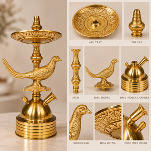 Cachimba de Mesa de Latón Macizo con Formas de Animales, Pipa de Shisha Decorativa de Lujo con Bandeja Ornamentada y Diseño de Animales Esculpidos - Product Image 3