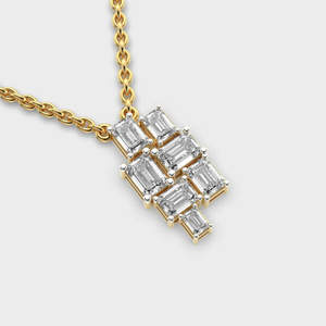 Collar con colgante de diamante de corte esmeralda, cadena de hebra, diseño de brillo desordenado a la moda para compromiso religioso con moissanita - Product Image 2