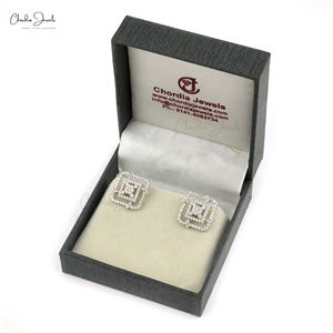 Pendientes de Diamantes en Forma Cuadrada de 1.3 Quilates, Oro Blanco Sólido de 18K, Joyería Fina, Regalo de Boda y Aniversario, Listos para Enviar - Product Image 3