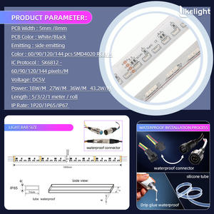 Tira de LED <span class=keywords><strong>SK6812</strong></span> de Emisión Lateral OEM con Voltaje Seguro de 5V, Tira de Luz LED Flexible Cortable para Proyectos Comerciales al por Mayor - Product Image 2