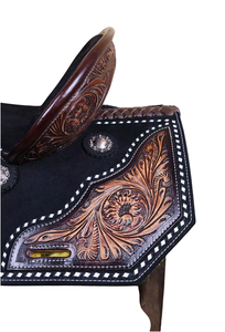 Selle de cheval en cuir véritable de qualité supérieure avec arbre en fibre et quincaillerie en acier inoxydable pour les courses anglaises d'endurance occidentale - Product Image 4