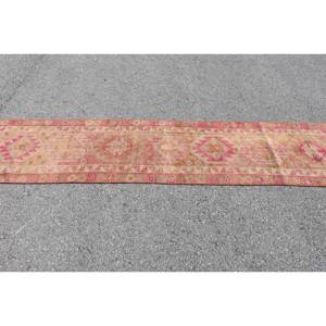 Alfombra turca Vintage de 21,9x12,5 pies, Alfombra de lana rosa de tejido plano Beige, respaldo de látex, patrón de retazos para decoraciones para sala de estar - Product Image 3